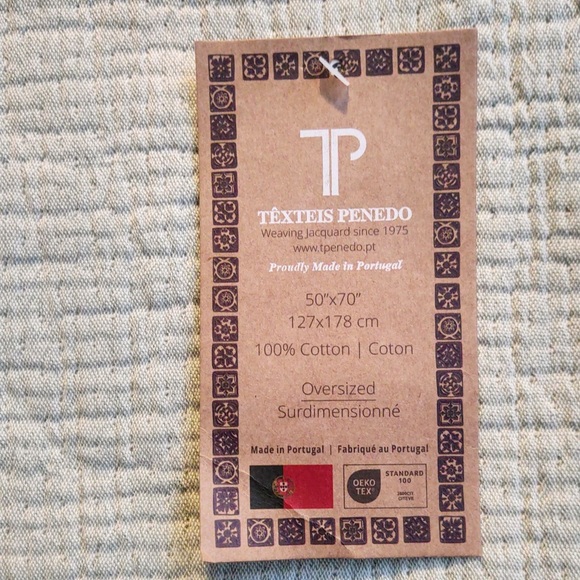 🎁Texteis Penedo Throw Blanket - Muted Green & Red Color Block - Picture 7 of 8